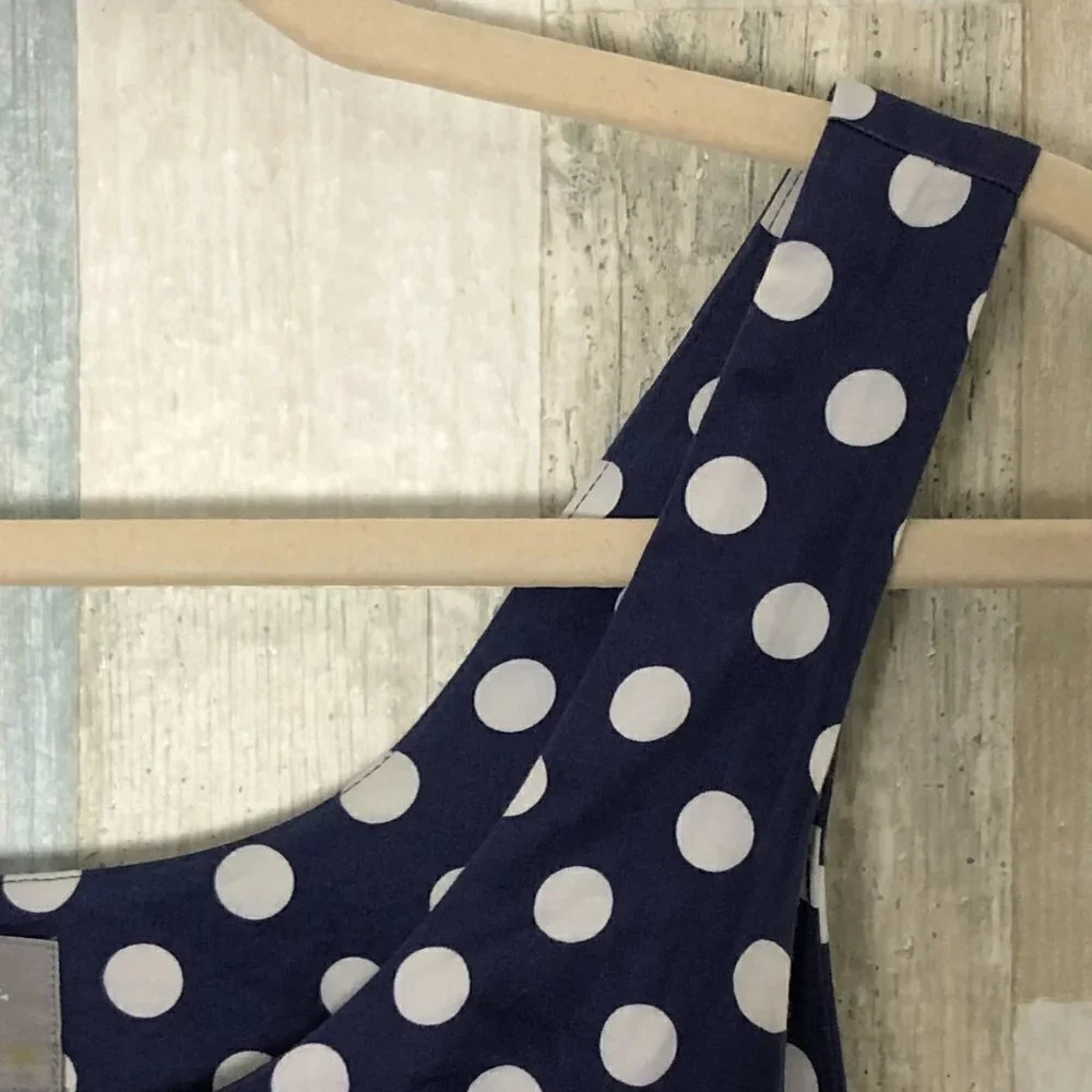 Anthropologie Vanessa Virginia Blue & White Polka Dot Midi Dress Women's size 6 - Picture 7 of 9